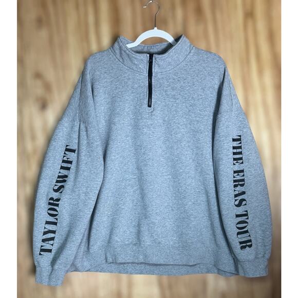 Taylor Swift The Eras Tour 2024 Official Merch Grey Quarter Zip Pullover Sz 3XL - Picture 1 of 7